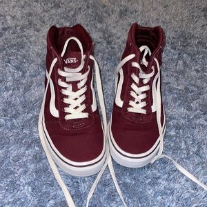 Burgundy high top Vans